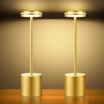 Hapfish 2-Pack LED Cordless Table Lamps, Dimmable Rechargeable – Gold