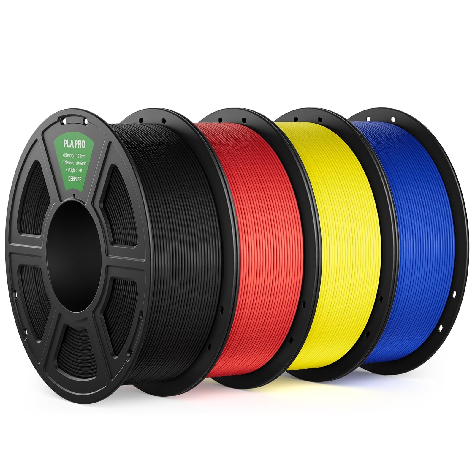 PLA Pro 3D Printer Filament 1.75mm Strong Toughness ±0.02mm – Black/Red/Yellow/Blue 4KG