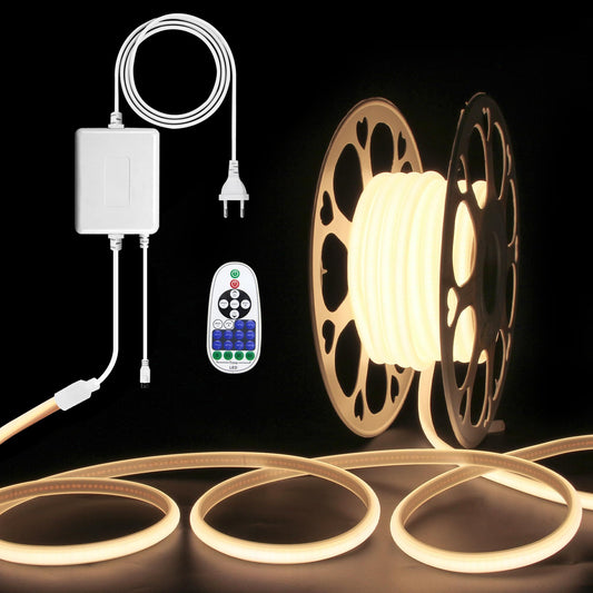 Dimmable LED Strip 10M 230V Waterproof Warm White 3000K – Outdoor