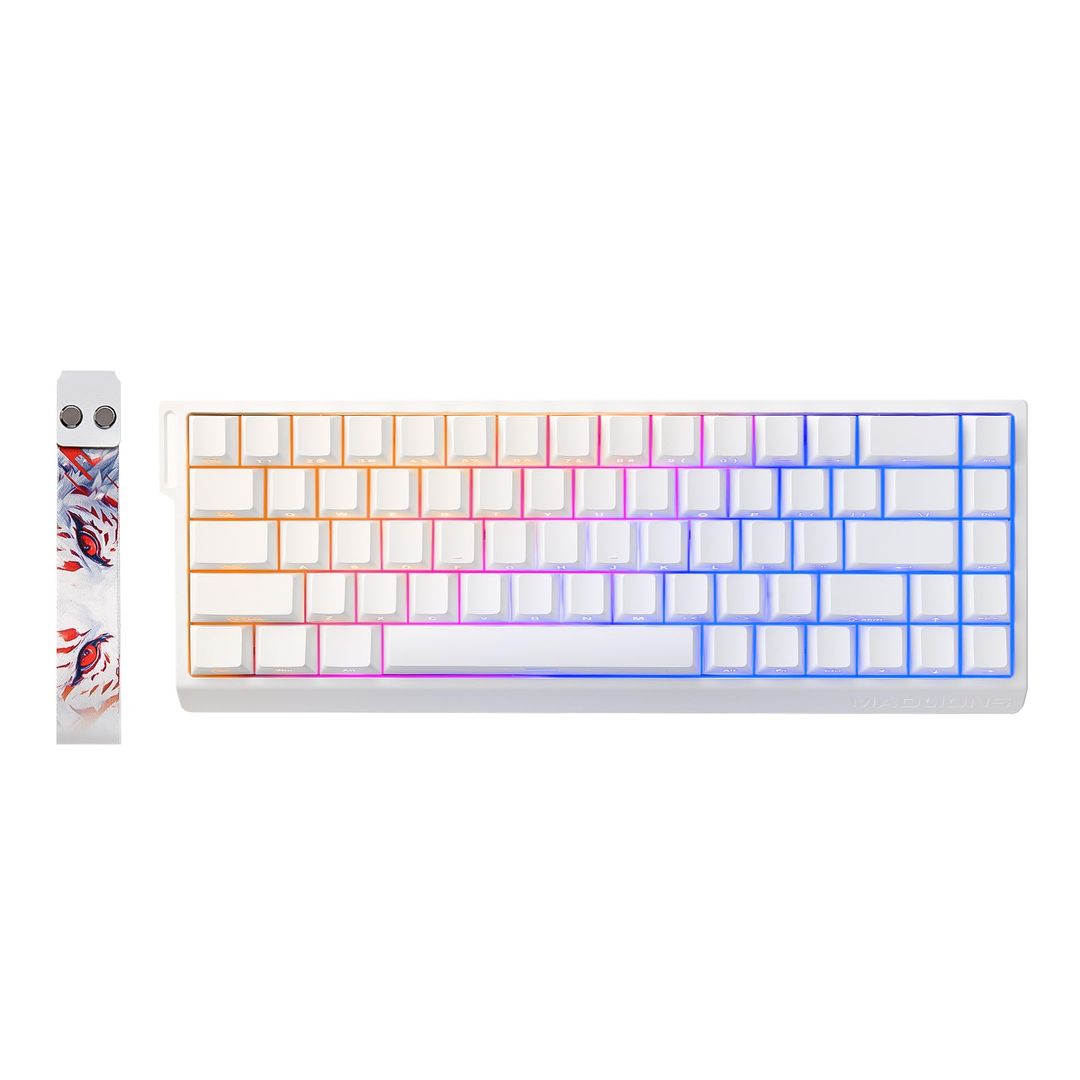 Wired Mechanical Gaming Keyboard 60% Compact with RGB PBT Keycaps – White