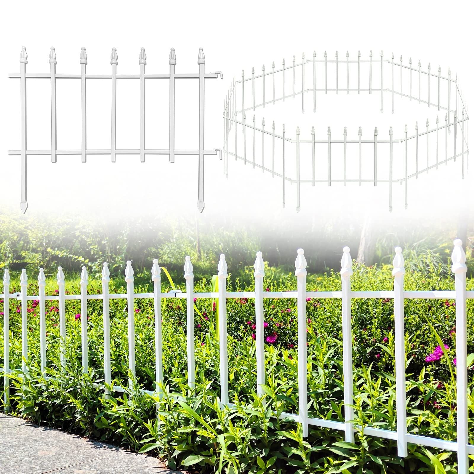 Garden Border Fence Metal 5-Panel Foldable 57x45cm Panels Total 2.8m – Black