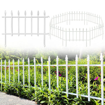 Garden Border Fence Metal 5-Panel Foldable 57x45cm Panels Total 2.8m – Black