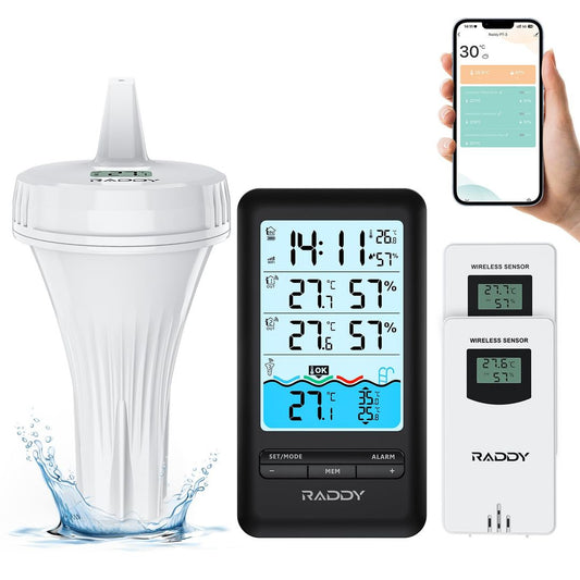 Wi-Fi Pool Thermometer Floating with APP Remote Monitoring – Large Digital Display