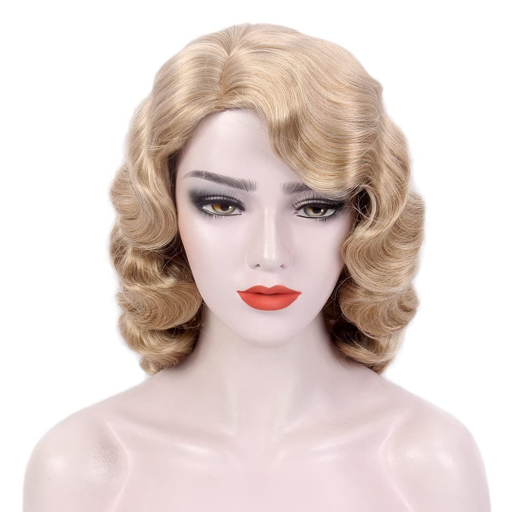 Curly Short Vintage Wig Synthetic Heat Resistant – Long Blonde 1920s - Mixed Box