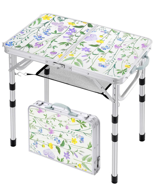 Folding Camping Table Height Adjustable 60x40cm 4-Heights Compact Lightweight – 60x40cm