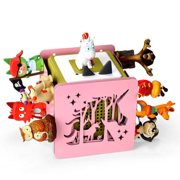 Magnetic Metal Tonie Shelf Storage for 25–40 Figures + Box – Pink (Unicorn)