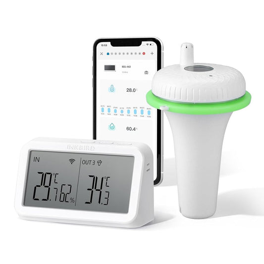 Inkbird Floating Pool Thermometer with Wi-Fi Gateway, App Control & 9 Channels – Black