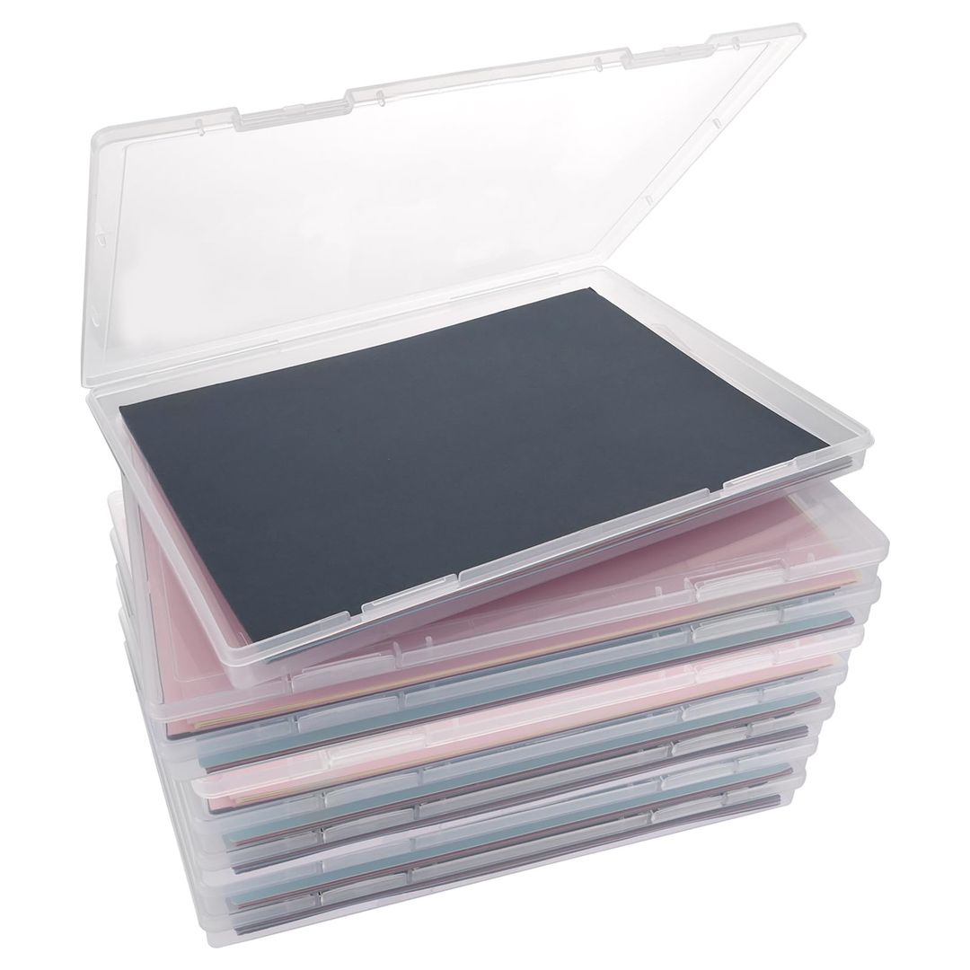 A4 Portable Archive Boxes 8-Pack Transparent Stackable Plastic – 30.5x22.3x2.2cm