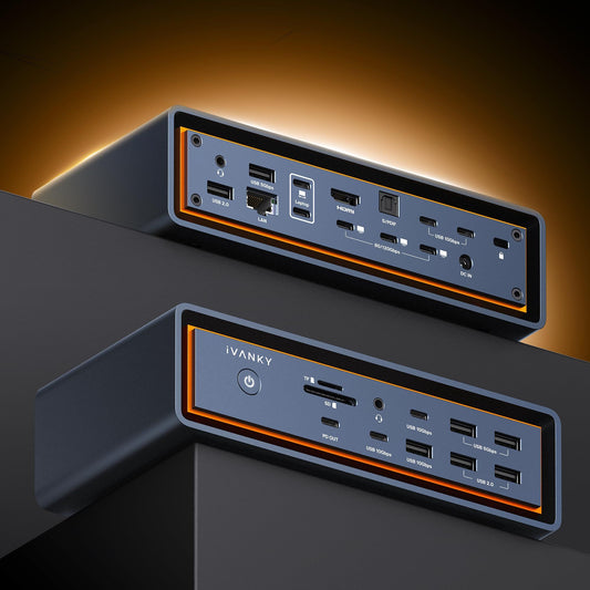 iVANKY 23-in-1 Thunderbolt 5 Dock Triple 6K@60Hz 140W PD 2.5GbE SD/TF – FusionDock Max