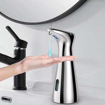 Touchless Automatic Soap Dispenser 200ml Sensor 4 Flow Speeds Battery – Silver
