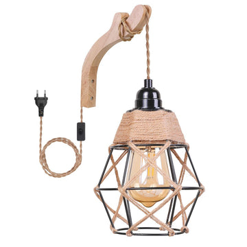 Boho Vintage Wall Light E27 with Switch & 2.8m Charging Cable – 2.8m