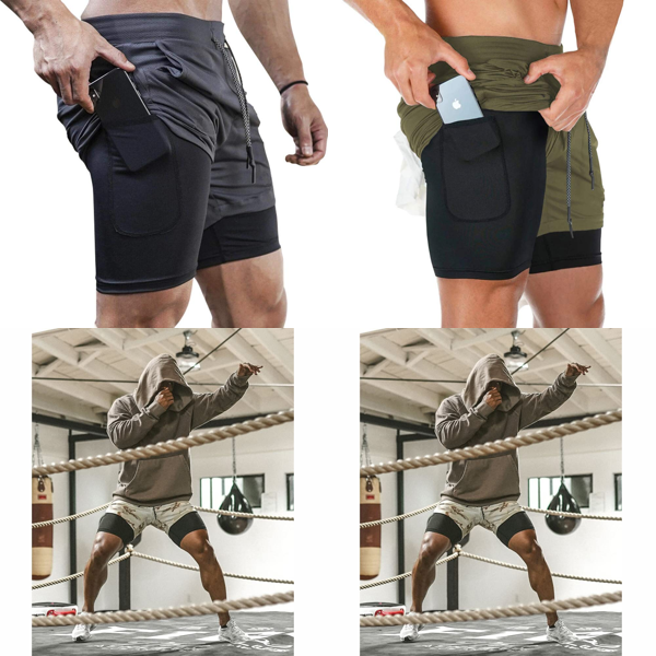 Men’s 2-in-1 Quick-Dry Running Shorts Inner Liner – Dark Grey L - Mixed Box