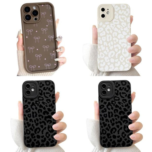 iPhone 13 Pro Case Leopard Print Silicone Shockproof Camera Protection – Black - Mixed Box