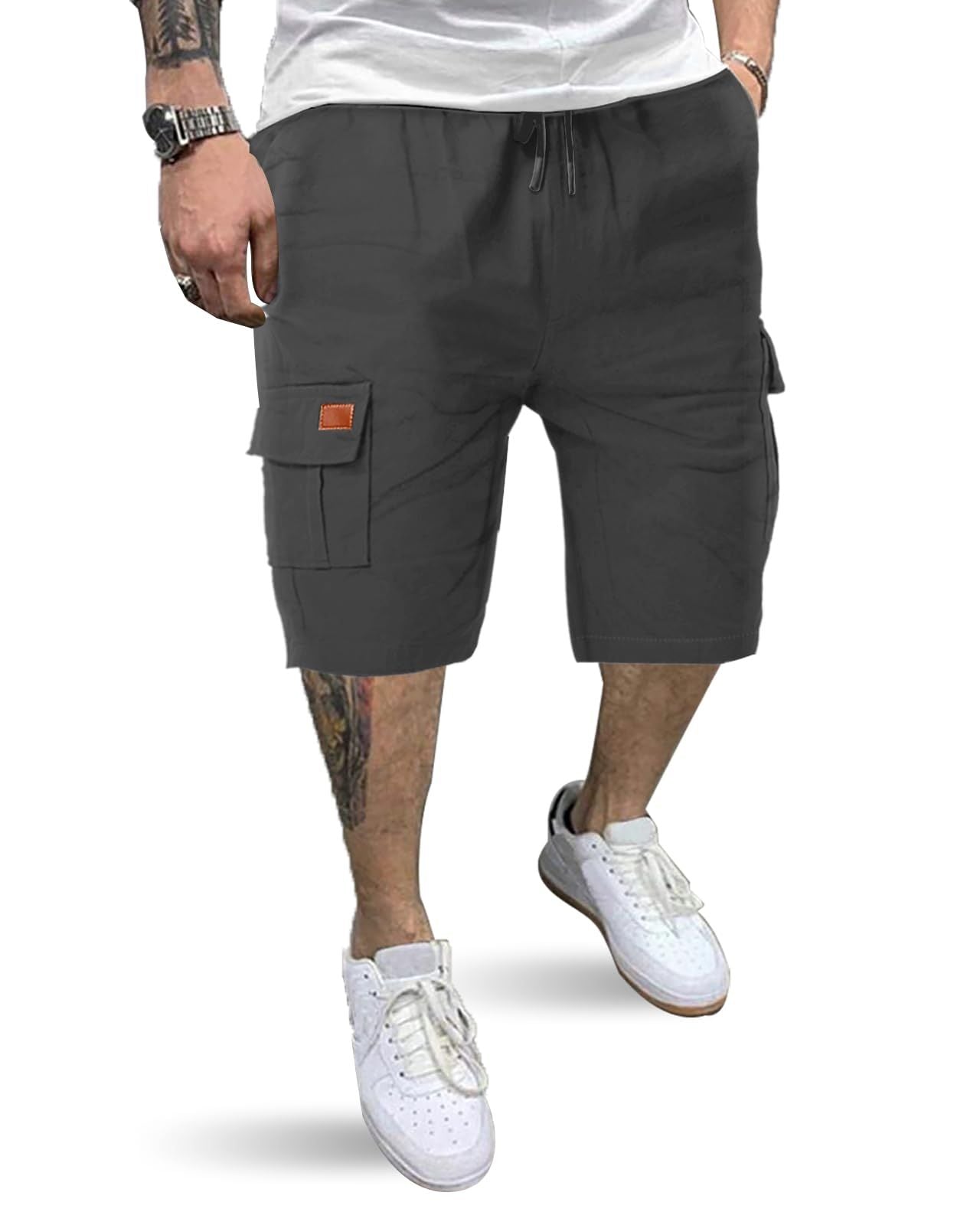 Men's Cargo Shorts Cotton Bermuda with Pockets