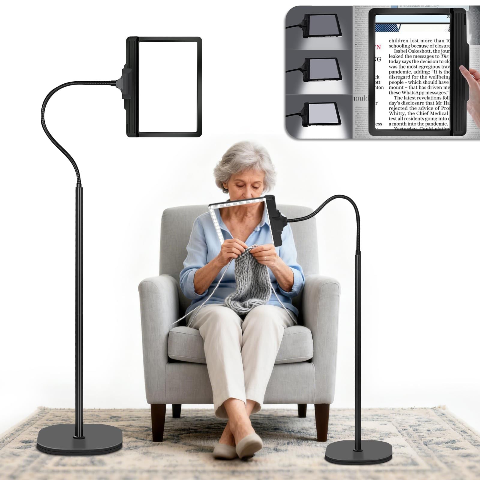 NZQXJXZ 5X Magnifying Glass with Light Adjustable Brightness – Flexible Stand