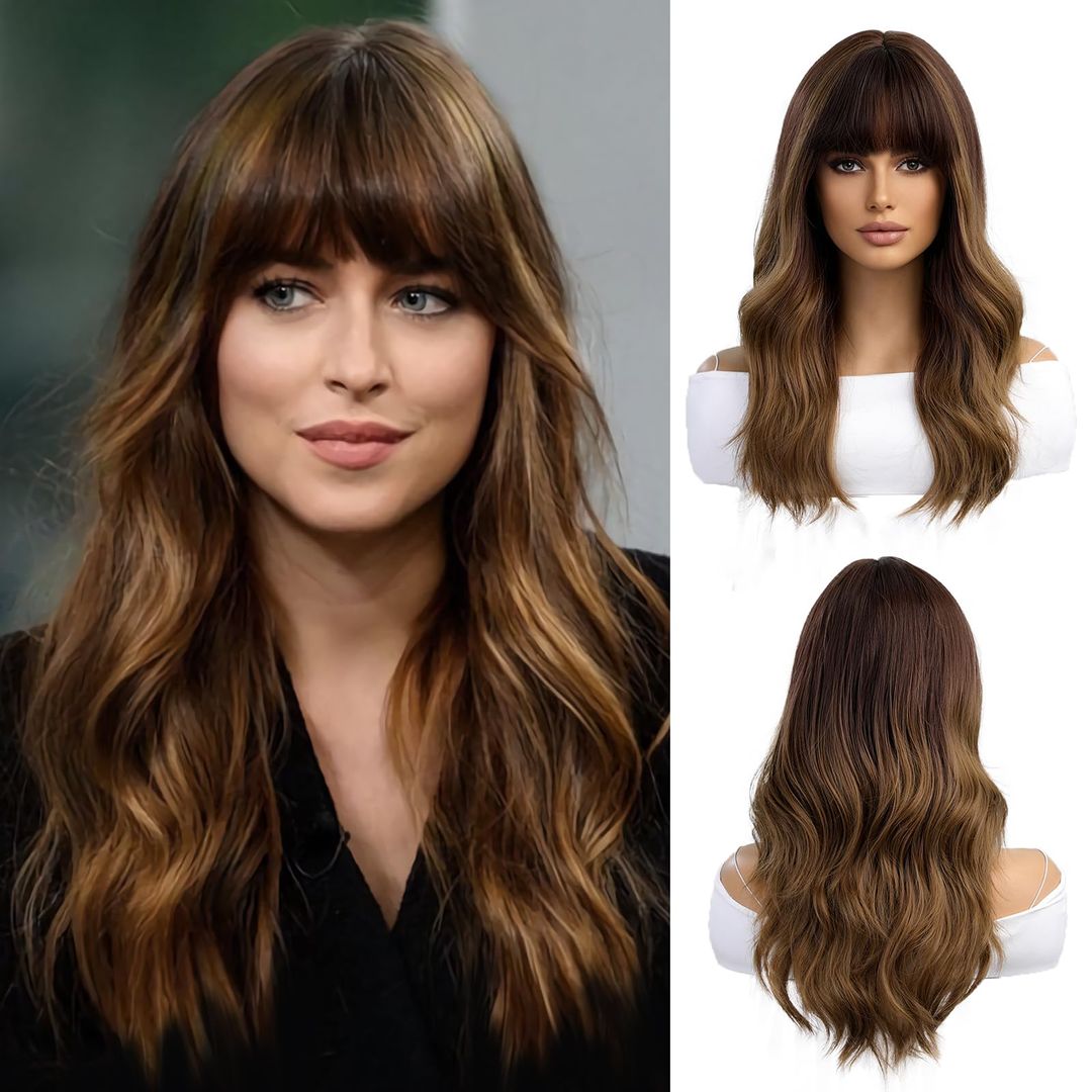 20-inch Natural Curly Ombre Wig Synthetic Hair – Brown