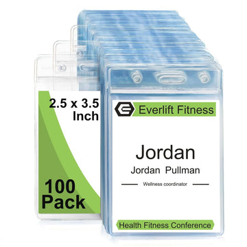 Plastic Name Badge Holders Vertical Transparent Card Holder 100pcs – Clear