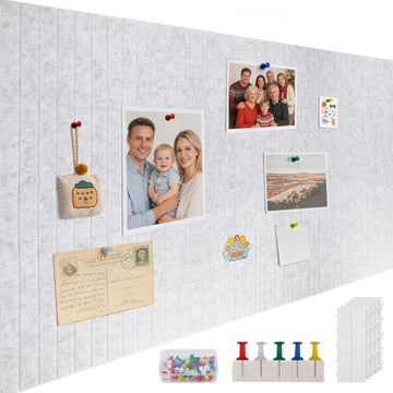 Large Self-Adhesive Felt Pinboard 120x90cm with 100 Pins 0.9cm Thick – Light Grey