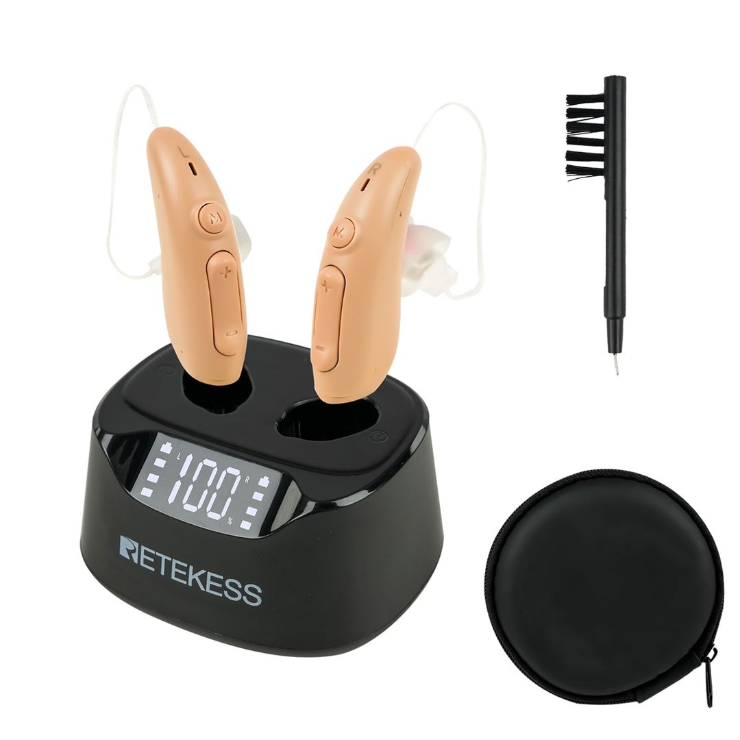 Retekess TE201 Hearing Amplifier Digital Display Rechargeable Noise Cancellation – Black