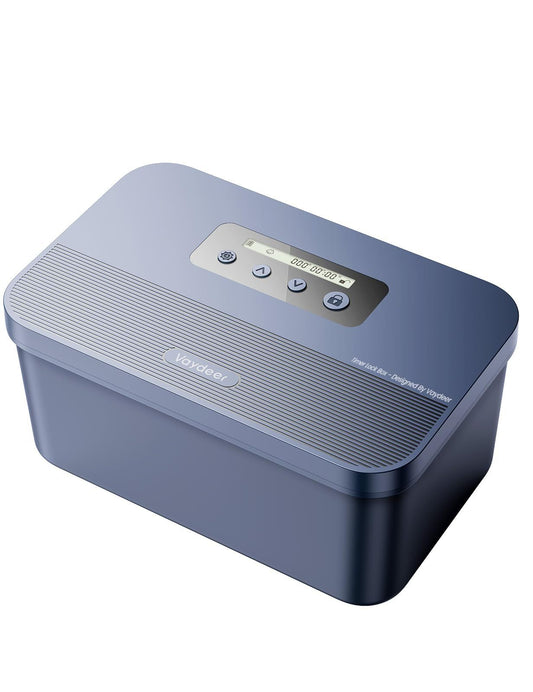 VAYDEER Cell Phone Safe with Time Lock Childproof Lockable Cash Box Focus Aid – Blue