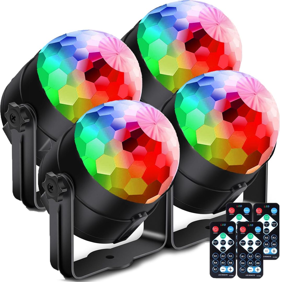 360° Rotating Sound-Activated Disco Ball Lights USB Powered Party Lights with Remote – Multi-Colour