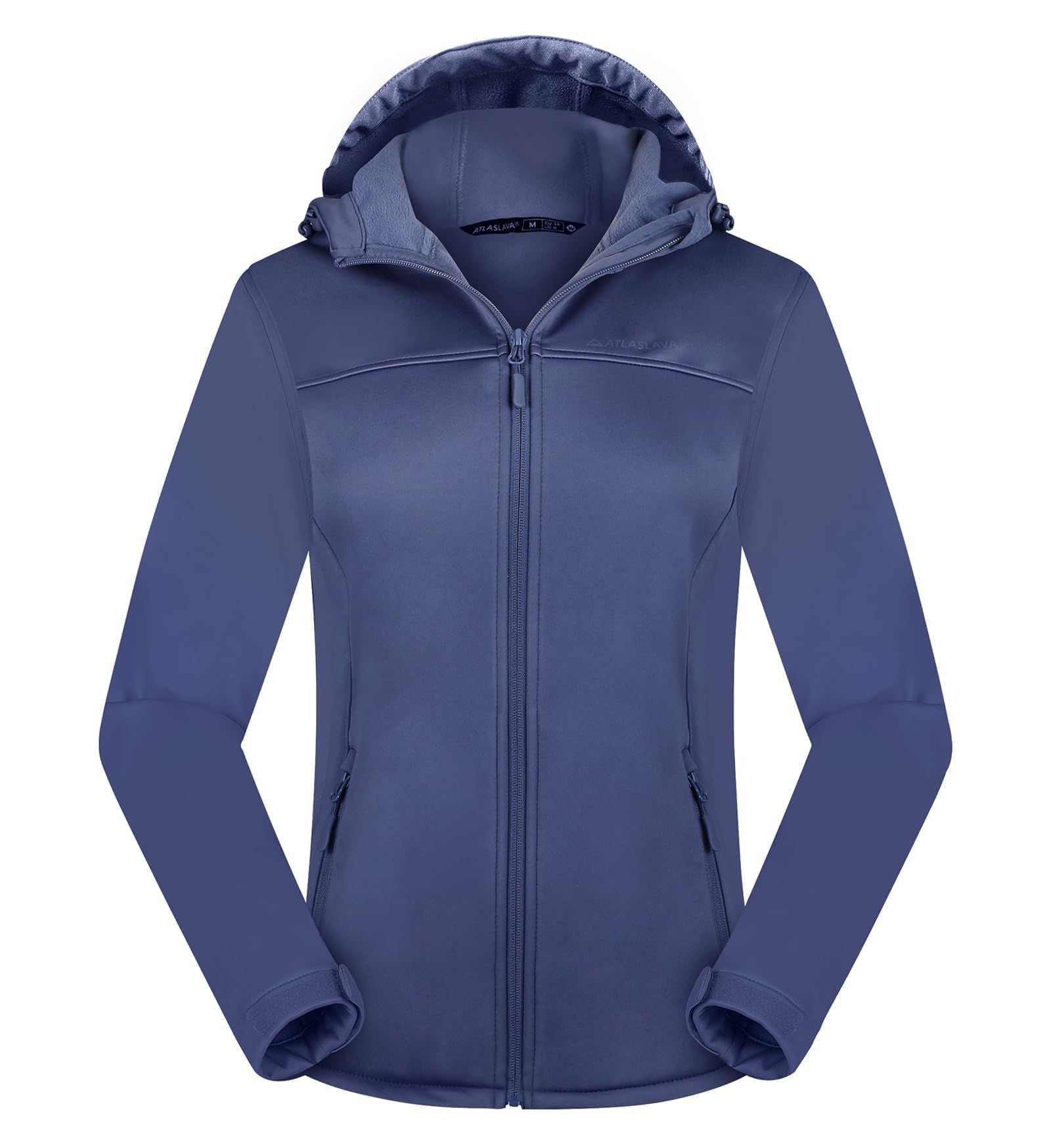 Women's Softshell Jacket Waterproof Breathable Fleece Hooded – Grey/Blue L - Mixed Box