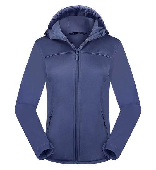 Women's Softshell Jacket Waterproof Breathable Fleece Hooded – Grey/Blue L - Mixed Box