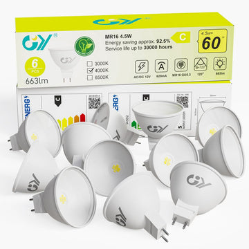 GY MR16 LED Bulbs Neutral White 4000K 4.5W 663 Lumen Energy Saving Pack of 12 – Non-Dimmable