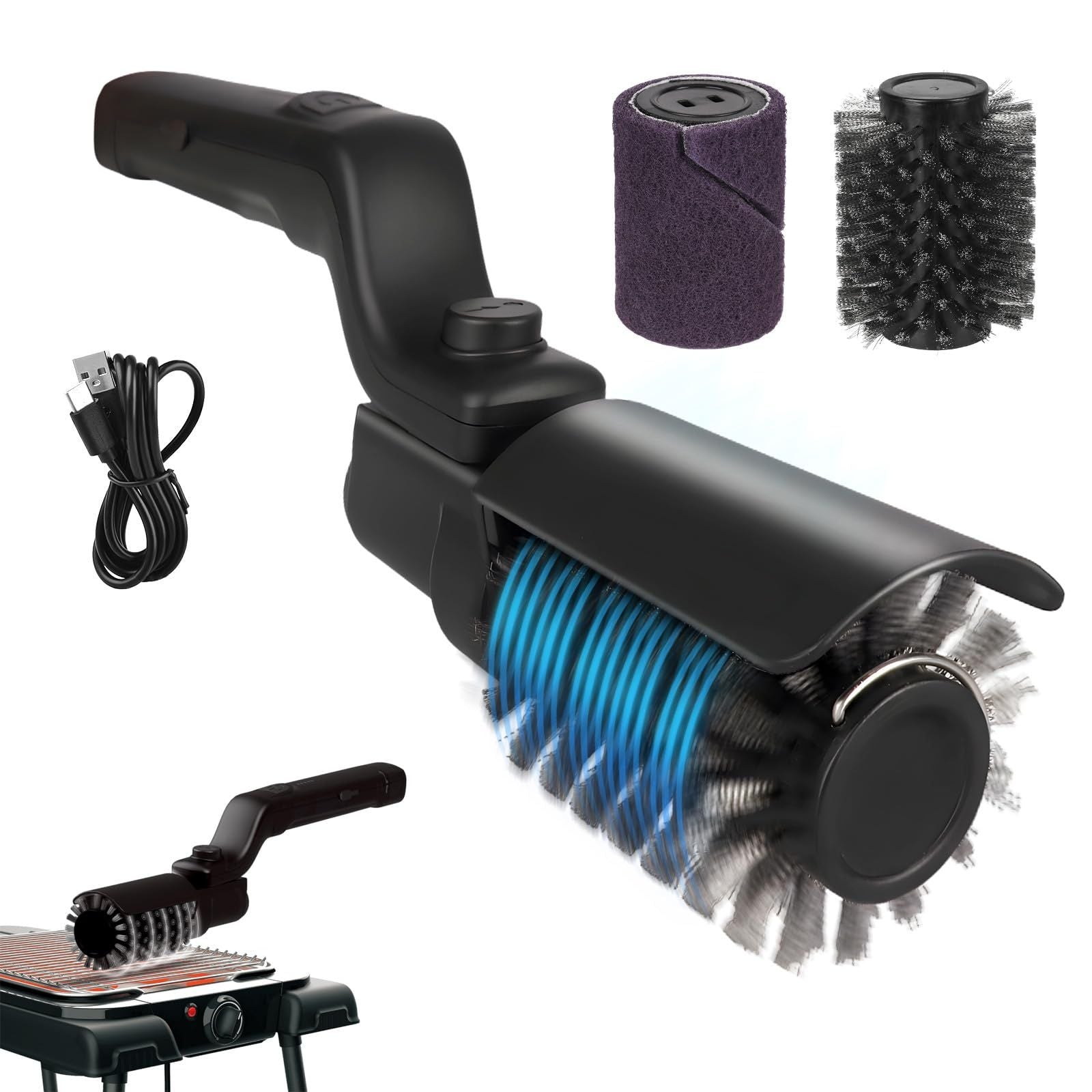 Electric Grill Brush Cordless Rechargeable Cleaning Tool – Stainless Steel