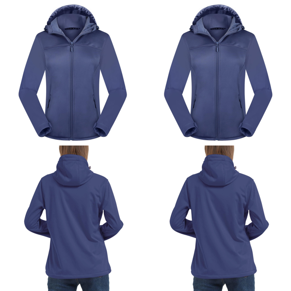 Women's Softshell Jacket Waterproof Breathable Fleece Hooded – Grey/Blue L - Mixed Box