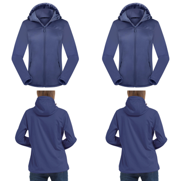 Women's Softshell Jacket Waterproof Breathable Fleece Hooded – Grey/Blue L - Mixed Box
