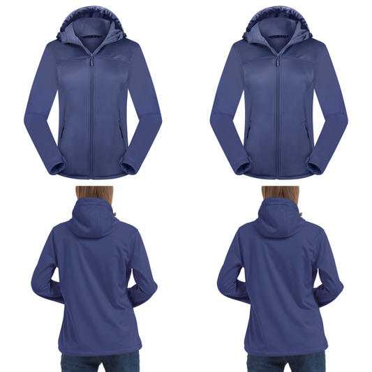 Women's Softshell Jacket Waterproof Breathable Fleece Hooded – Grey/Blue L - Mixed Box