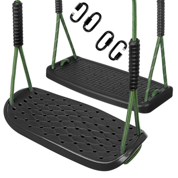 Outdoor Swing Seat Plastic Non-Slip Adjustable Rope with 4 Carabiners 100kg – Black 2pc