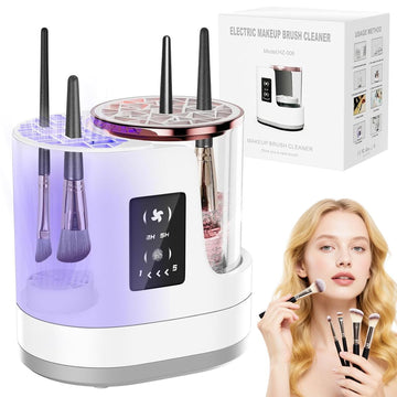 Electric Makeup Brush Cleaner 3-in-1 with Dryer & Holder USB Powered – White