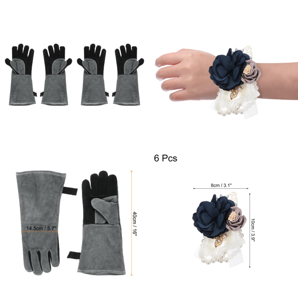 Artificial Flower Wrist Corsage Bracelets Pack of 6 10x8cm – Dark Blue - Mixed Box