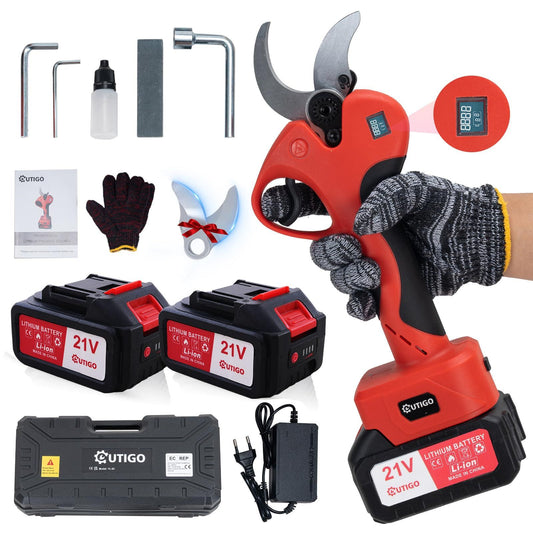Cordless electric garden shears 40 mm rechargeable 2x3000mAh batteries 6–8h runtime – 40mm