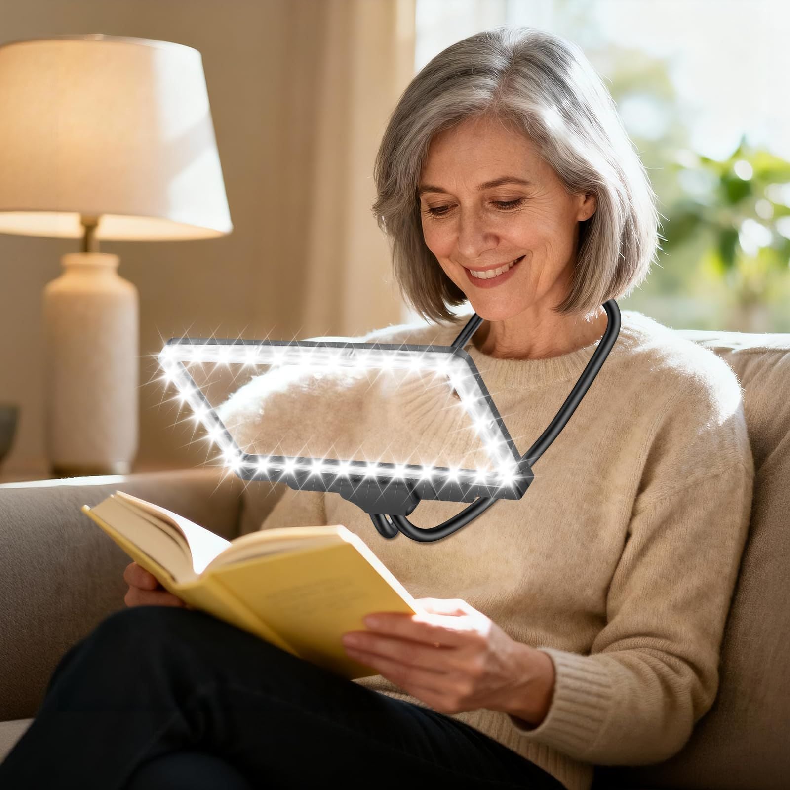 Hands-Free Magnifying Glass 5X 20cm with 36 LEDs Flexible Gooseneck – Hanging Neck