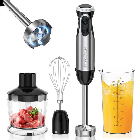 Bonsenkitchen 4-in-1 Electric Hand Blender 1000W Variable Speed Control – Black