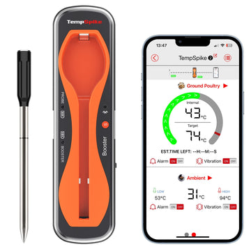 Wireless Meat Thermometer Bluetooth 150m IP67 Dishwasher Safe – Black