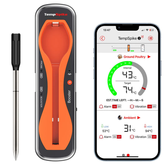 Wireless Meat Thermometer Bluetooth 150m IP67 Dishwasher Safe – Black