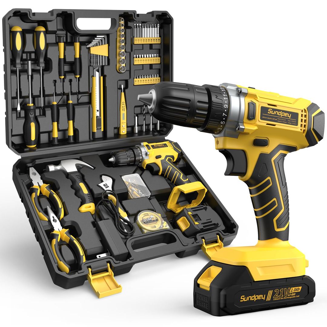 170-Piece Tool Kit 21V Cordless Hammer Drill 2.0Ah Battery Charger - Case