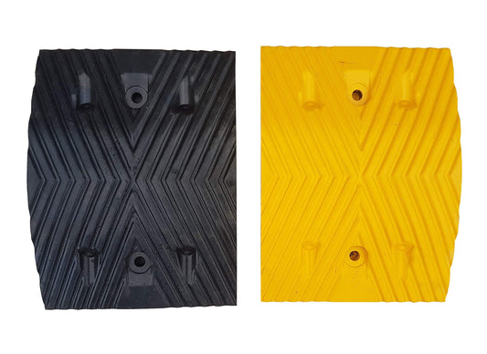 Pair Speed Humps Medium with Concrete Anchors – Black/Yellow 25x35x5cm