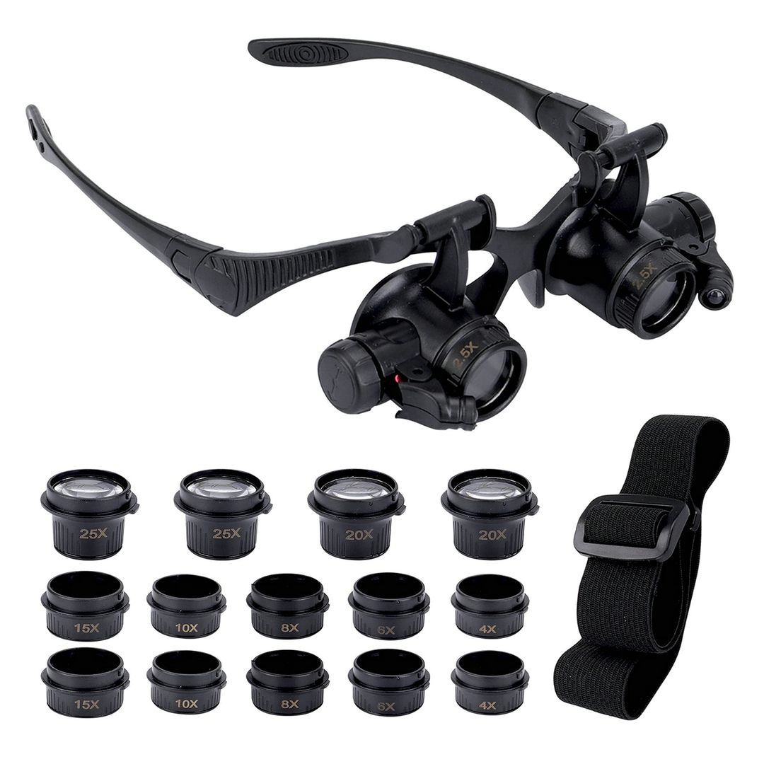 Magnifying Glasses with Light Hands-Free Headband Magnifier – 8 Lenses