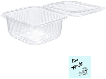 Plastic Food Containers Pack 50 Microwave-Safe 500ml + 10 Stickers (Bon-Appetit) - Clear
