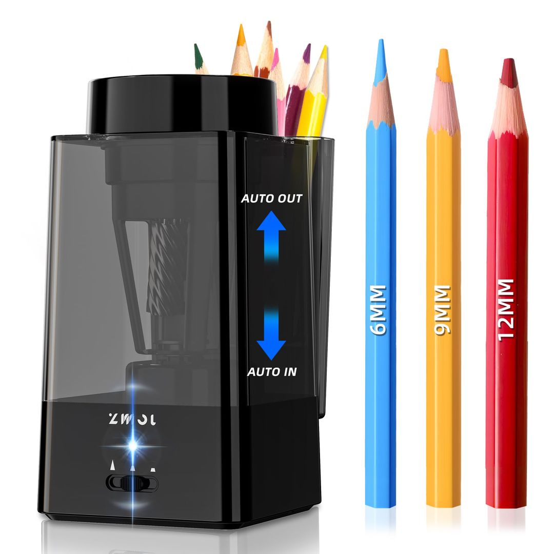 Automatic Electric Pencil Sharpener USB Rechargeable Thick & Thin Pencils Hands-Free – Black