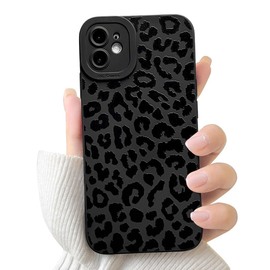 iPhone 13 Pro Case Leopard Print Silicone Shockproof Camera Protection – Black - Mixed Box