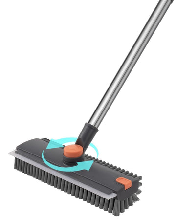 Floor Scrub Brush 3-in-1 Adjustable Handle 70/100/130cm Stiff Bristles & Squeegee – Black