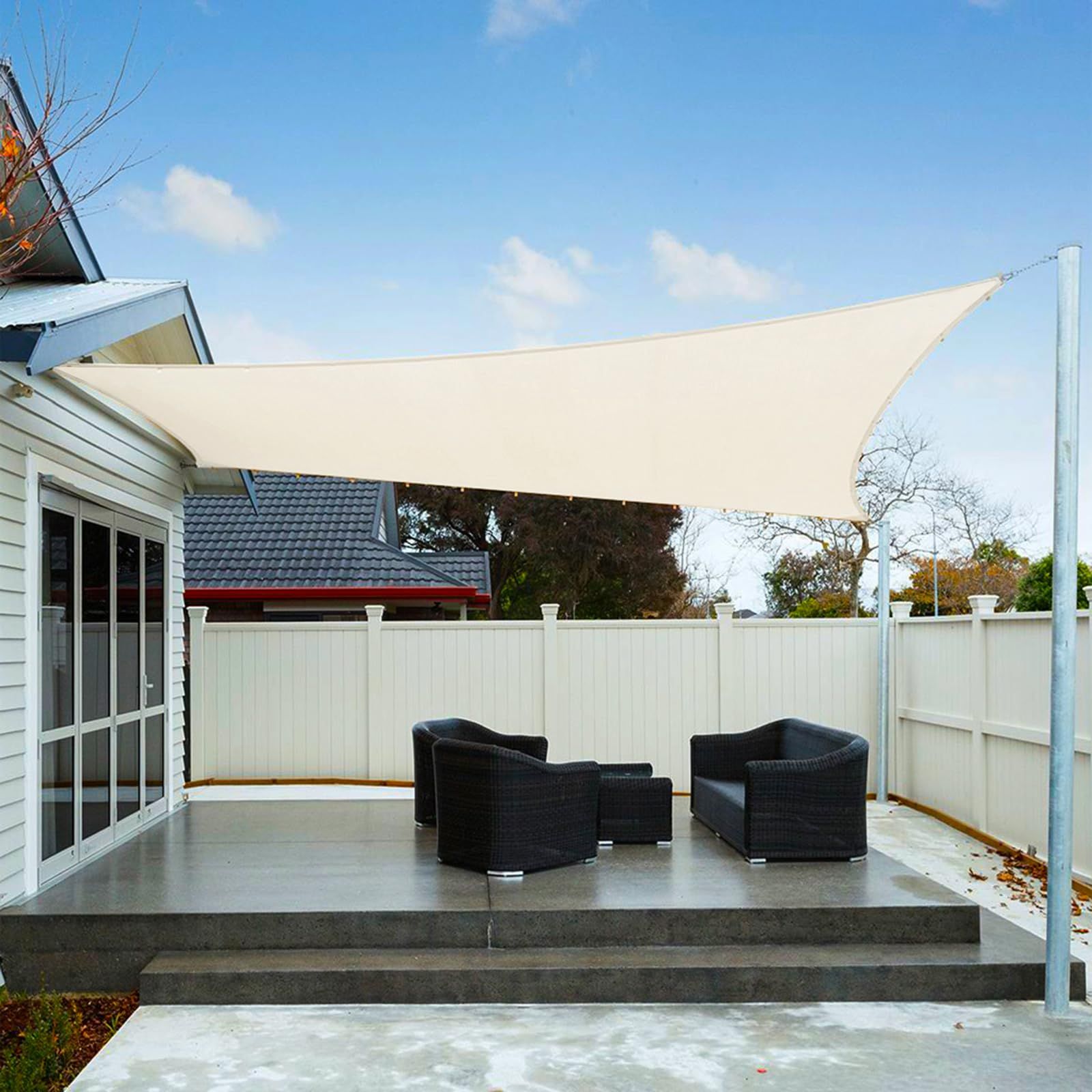 Rectangular Sun Shade Sail 2.5x3m Waterproof PES Polyester UV Protection – Cream
