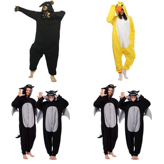 Adult Dragon Onesie Costume Jumpsuit Unisex Halloween Pyjama – Black M - Mixed Box