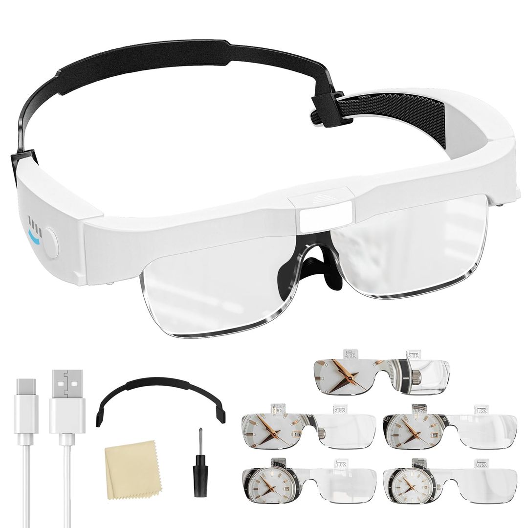 Magnifying Glasses with Light Hands-Free 3 LED Lights 5 Lenses – For Diamond Art